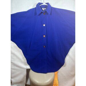 Vintage American Legend Blue Wool Cape Coat With Button Closure